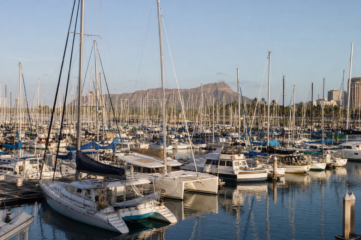 Ala Wai Small Boat Harbor in Waikiki